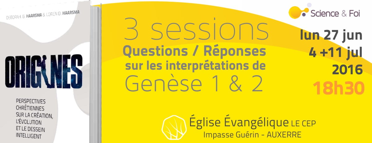 3 sessions QUESTIONS / REPONSES sur les interprétations de GENESE 1 & 2 à AUXERRE