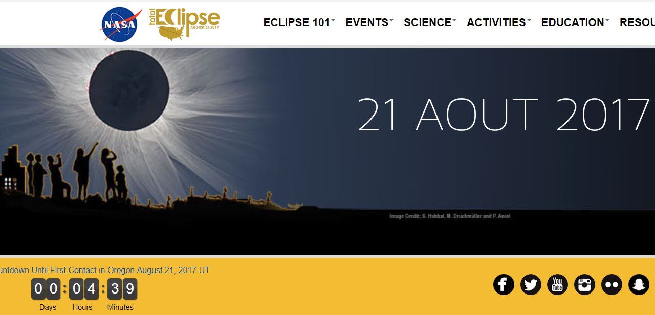 Eclipse totale de Soleil Le 21 Août aux Etats-Unis suivez-là depuis la France grâce à la NASA