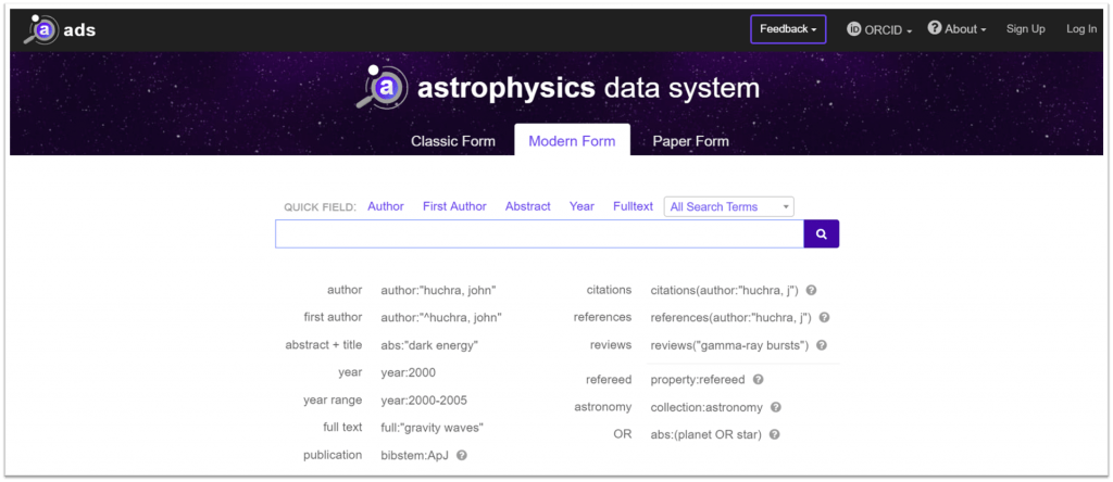 Astrophysics database